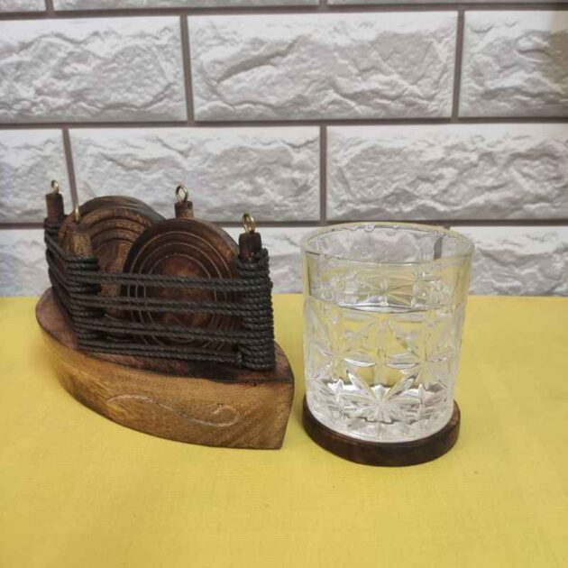 Handcrafted Wooden Coaster Set with Nautical Stand - Image 4