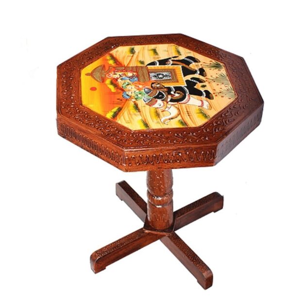 Handcrafted Wooden Stool Cum Side Table | Jaipur Handicraft Table